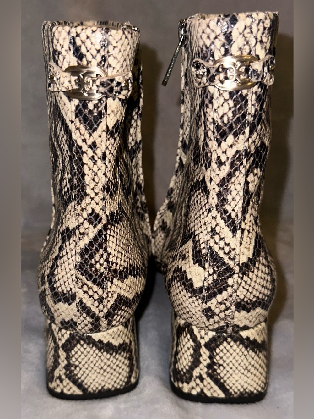 Sam Edelman NWT Women’s Size 7.5 Paige 2 Roccia Snakeskin Ankle Boots Block Heel - Picture 5 of 12